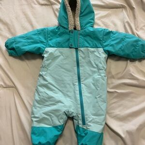 Columbia Cream and Teal Baby Snowsuit